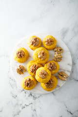 Poster - Homemade pumpkin cookies with walnut