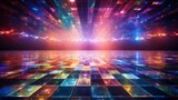Fototapeta  - A radiant disco dance floor illuminated by a kaleidoscope of colorful lights