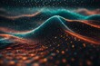 3d rendering of abstract digital landscape with glowing particles. Futuristic wave with depth of field and bokeh. Big data visualization.