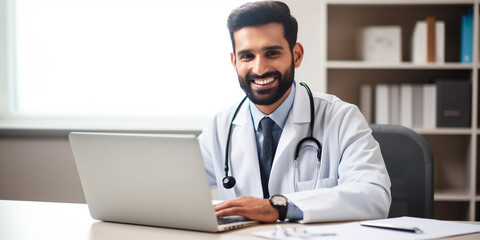 Canvas Print - doctor at work in his office