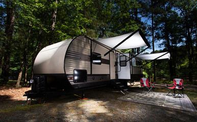 Canvas Print - RV with awnings extended