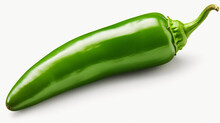 Green Jalapeno Pepper Isolated On White Background