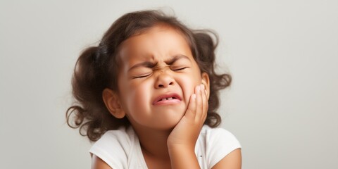 Wall Mural - Portrait of a child suffering from headache or toothache