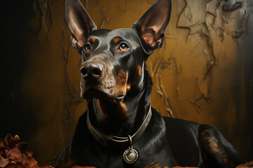 Aufkleber - A photograph of a Doberman in a protective stance, underscoring its role as a vigilant and dedicated guardian. 