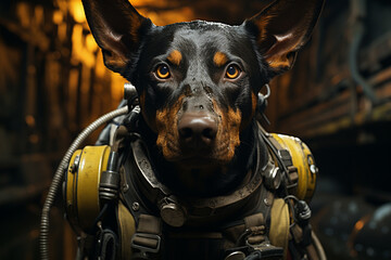 Aufkleber - A photograph of a Doberman in a protective stance, underscoring its role as a vigilant and dedicated guardian. 