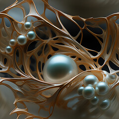 Poster - A photograph of a pearl in its early stages of formation within a shell, capturing the intricate process of pearl growth.  Pattern for tiles. 