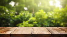 Wooden Table And Green Grass