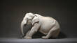 An enchanting studio image of a white albino elephant in repose, the soft lighting accentuating its regal features against a neutral gray background, suitable for creating elegant visuals