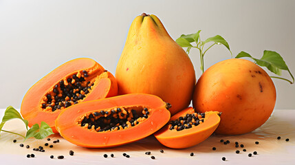 Papaya fruit, sweet ripe fresh papaya, raw vegan food