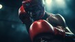 Closeup shot of red boxing gloves with a blurred background, conveying a powerful boxing concept and the intensity of the sport.