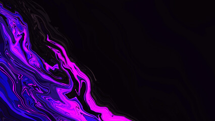 Poster - Fluid blur neon light purple pink wavy line on black background. Abstract liquid backdrop. Glitch Art trippy digital wallpaper. Textured gradient. Violet blue color. Metaverse. Wave pattern. Poster.