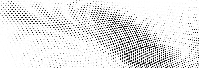 Abstract halftone wave dotted background. Futuristic twisted grunge pattern, dot, circles. Vector modern optical pop art texture for posters, business cards, cover, labels mock-up, stickers layout