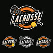 Lacrosse tournament sport logo template. emblem set collection vector illustration