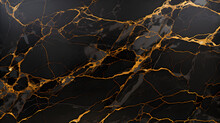 Dark Natural Black Marble Stone With Golden Veins Slab Vitrified High Glossy Texture Marble. Generative AI.