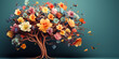 Cultivating Mental Health: Human Brain Tree with Flowers