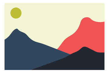 Canvas Print - mountain landscape minimalist flat vector illustration