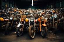 Motorcycles Parked In The Street