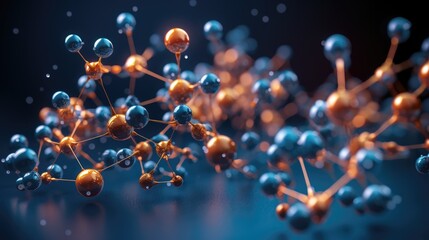 Wall Mural - abstract science background with atoms and molecules, illustration of molecular structure for backdr