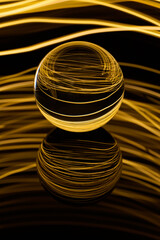 Glaskugel mit gelbem Lightpainting