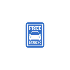 Wall Mural - Free parking sign with car icon isolated on white background