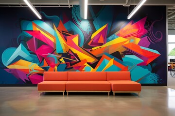 Wall Mural - Passionate Education Graffiti: A vibrant masterpiece with intricate lettering, bold abstract shapes, and a rich color palette, exuding passion and excitement for education and training