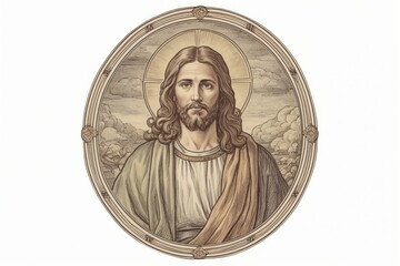 Wall Mural - Biblical presentation of Jesus Christ. Portrait with selective focus and copy space