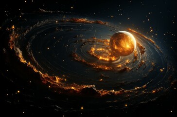 Wall Mural - solar system with planets, stars and galaxies in a free space. planets in space. solar system. scien