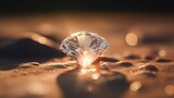 Fototapeta  - Diamond, precious gems closed up at soft light background