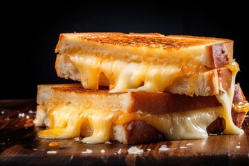 Poster -  a grilled cheese sandwich is stacked on top of each other.  generative ai