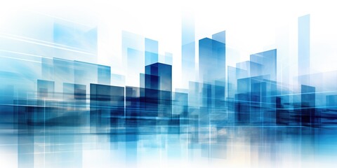 Abstract skyscrapers white and blue background, geometric pattern of towers, perspective graphic shapes of buildings - Architectural, financial, corporate and business brochure template