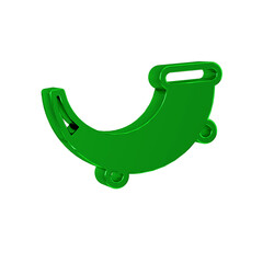 Sticker - Green Hunting horn icon isolated on transparent background.