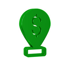 Wall Mural - Green Cash location pin icon isolated on transparent background. Pointer and dollar symbol. Money location. Business and investment concept.