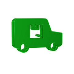 Sticker - Green Delivery cargo truck vehicle icon isolated on transparent background.