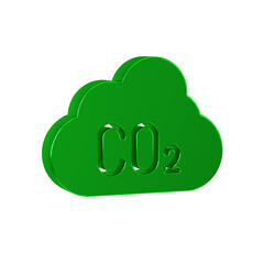 Poster - Green CO2 emissions in cloud icon isolated on transparent background. Carbon dioxide formula, smog pollution concept, environment concept.