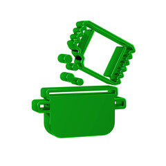 Sticker - Green Cooking pot and spice icon isolated on transparent background. Boil or stew food symbol.