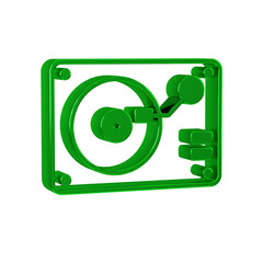 Sticker - Green Vinyl player with a vinyl disk icon isolated on transparent background.