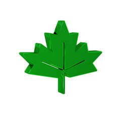 Wall Mural - Green Canadian maple leaf icon isolated on transparent background. Canada symbol maple leaf.