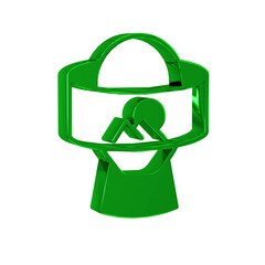 Poster - Green Virtual reality glasses icon isolated on transparent background. Stereoscopic 3d vr mask. Optical head mounted display.