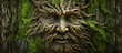 © RZ - tree trunk with green man face. AI generated.