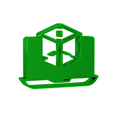 Poster - Green 3d modeling icon isolated on transparent background. Augmented reality or virtual reality.