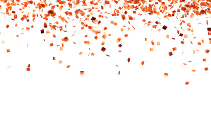 Wall Mural - flying orange confetti isolated on transparent background cutout