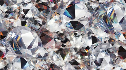 Wall Mural - Seamless White Diamond pattern background, abstract gem, crystal texture close up, illustration of a background