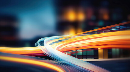 Wall Mural - abstract digital architecture, glowing tall building. view of futuristic background.