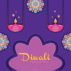 Canvas Print - Diwali poster Traditional indian celebration Vector illustration