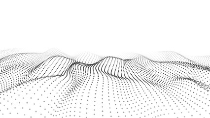 Wall Mural - abstract futuristic wave of black dots moving on a white background.big data. 3d rendering