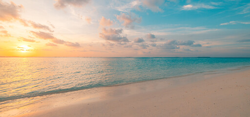 Wall Mural - closeup sea waves beach horizon. panoramic beach landscape. paradise tropical beach summer seascape.