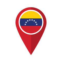 Wall Mural - Flag of Venezuela flag on map pinpoint icon isolated red color