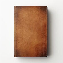 Book In Leather Cover On White Background