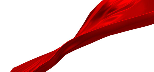 Sticker - 3d render of abstract red cloth falling. Silk drapery flies away.