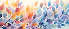 Luxury Abstract Art Background With Transparent Flower Or Tree Leaves. Botanical Banner In Watercolor Style For Decoration, Print, Textile, Wallpaper, Packaging, Interior Design.